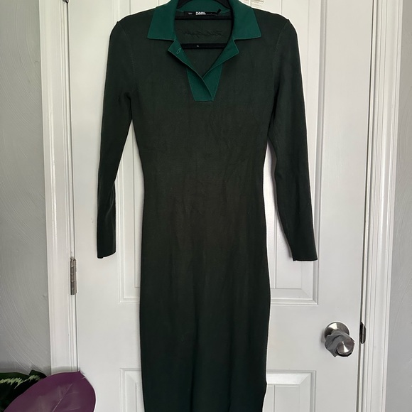 Karl Lagerfeld Polo Knit Dress, forest green, size S - Picture 2 of 8